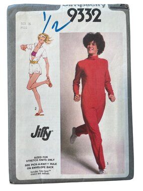 Vintage 70s Simplicity 9332 Sewing Pattern Size 16 Misses Jiffy Jumpsuit UNCUT